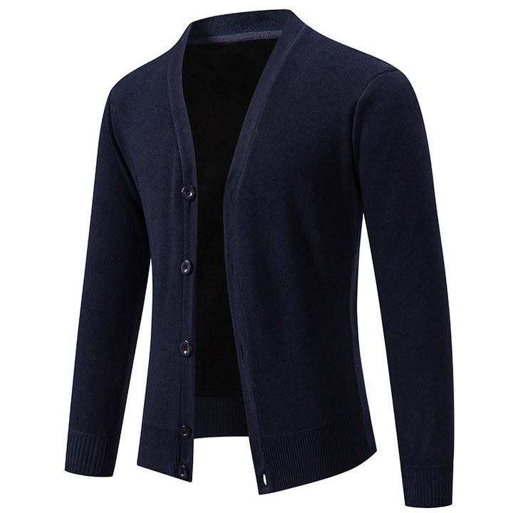 Men's lightweight fine knit cardigan with V-neck, concealed button placket and elastic ribbed cuffs Mune Fashion