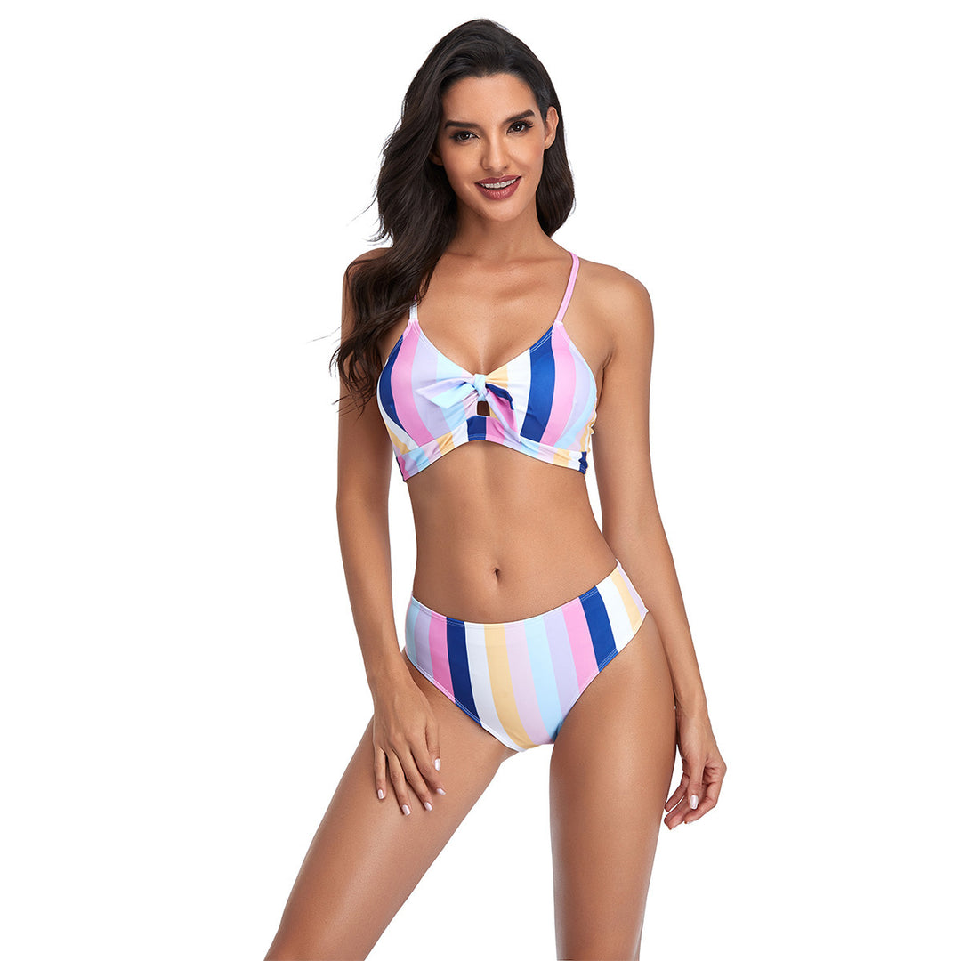 Women Triangle Bikini Set with Playful Knot Design Mune Fashion