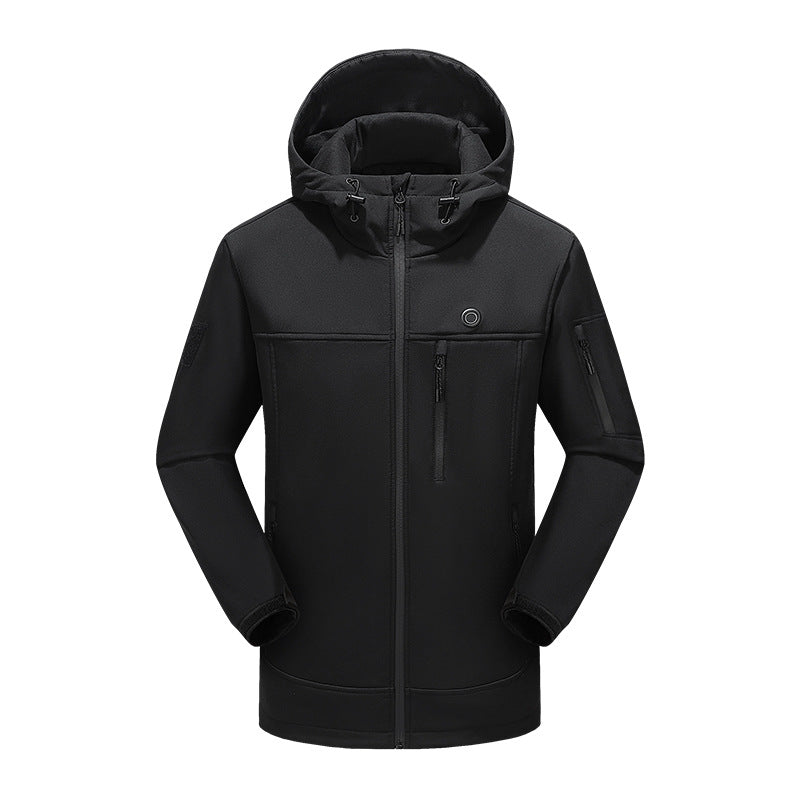 Herren Wasserdichte Softshell-Outdoorjacke mit Kapuze, taktischen Reißverschlusstaschen und winddichtem Schnitt Drune
