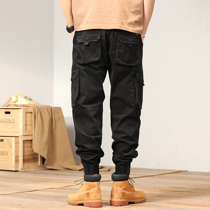 Men's Tapered Cargo Jogger Pants with Reinforced Knee Areas and Elastic Hem Mune Fashion