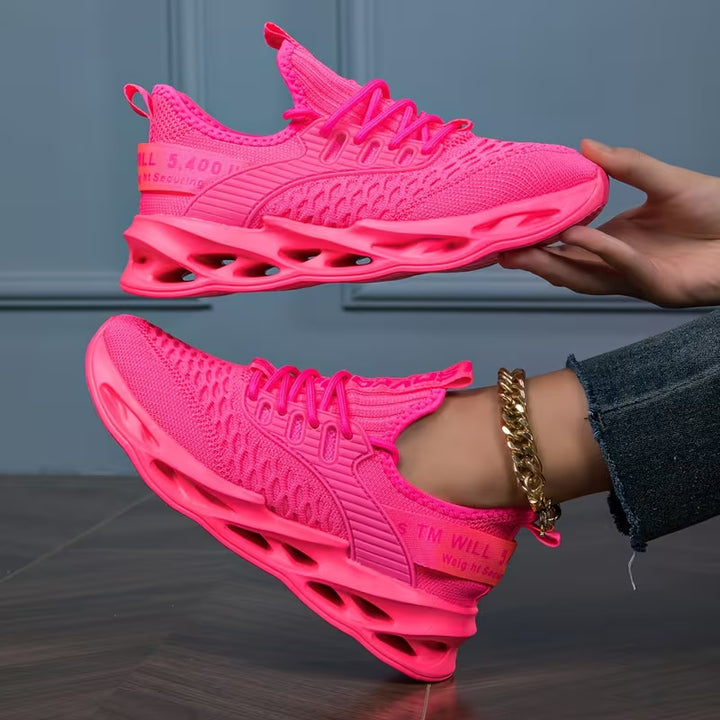 Ladies Air Cushion Sneakers with Transparent Air Sole and Knitted Upper Mune Fashion