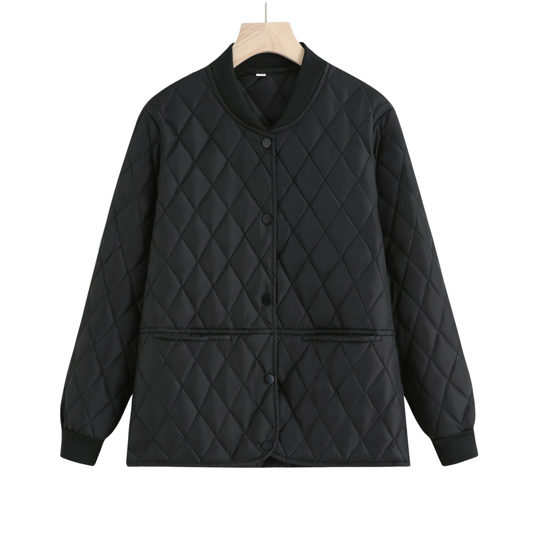 Women's quilted transition jacket with diamond stitching and ribbed collar Mune Fashion