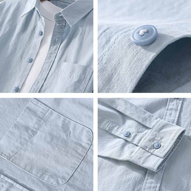 Men's Layered-Look Shirt Jacket made of Cotton Blend with Kent Collar and Chest Pocket Mune Fashion