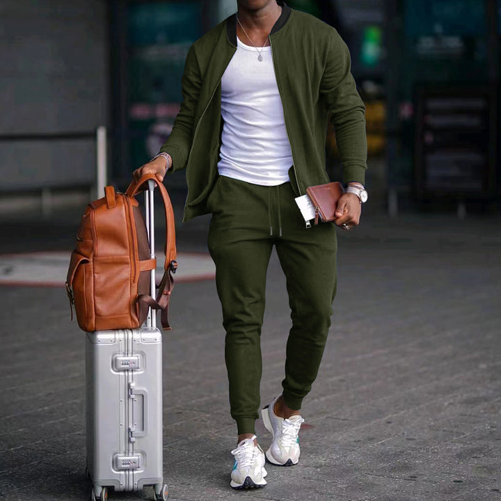 Men's nan sportives leisure set with bomber jacket and tapered jogging pants made of cotton blend Mune Fashion