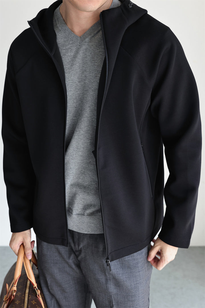 Men's Lightweight Hooded Jacket made of Technical Jersey with Concealed Zipper Mune Fashion