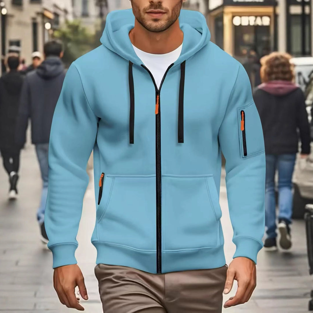 Men's functional hooded jacket with full zip, arm pocket, and elastic cuffs Mune Fashion