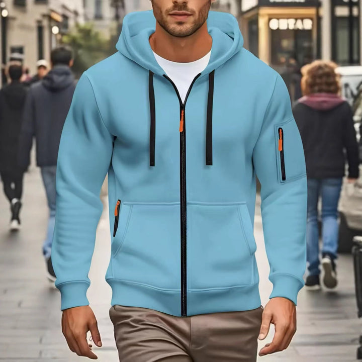 Men's functional hooded jacket with full zip, arm pocket, and elastic cuffs Mune Fashion
