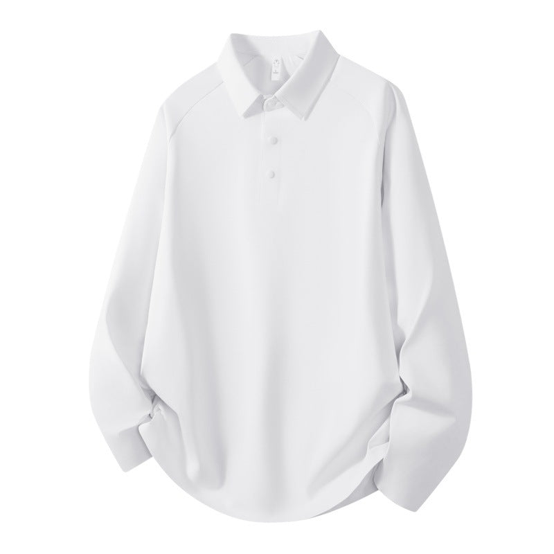 Men's Long Sleeve Polo Shirt made of technical stretch with shirt collar & half-button placket Mune Fashion