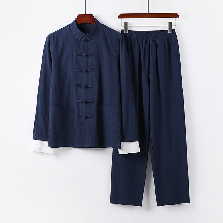 Men's Lightweight Tai Chi Set with Stand Collar and Knot Closures Mune Fashion