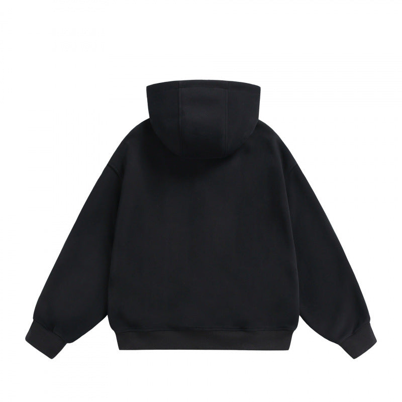Unisex Boxy Hoodie Jacket with Two-Way Zipper and Geometric Seam Details Mune Fashion