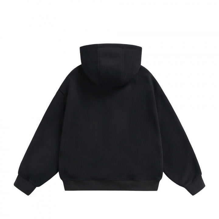 Unisex Boxy Hoodie Jacket with Two-Way Zipper and Geometric Seam Details Mune Fashion