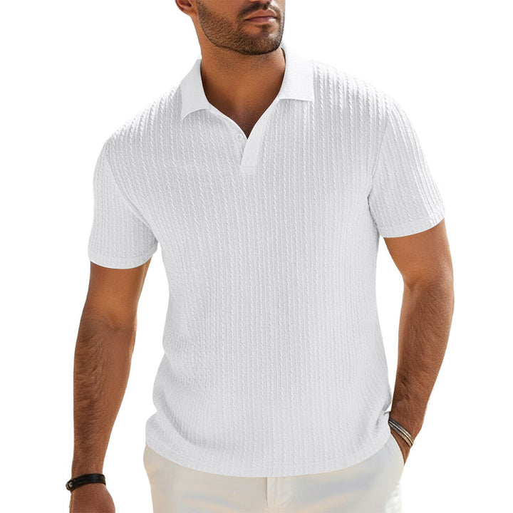 Men's fine-knit polo with structured cable pattern and soft cotton blend Mune Fashion