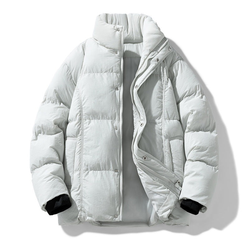 Men's quilted thermally insulated winter jacket with high stand-up collar and concealed snap button placket Mune Fashion