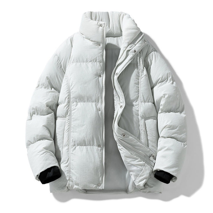 Men's quilted thermally insulated winter jacket with high stand-up collar and concealed snap button placket Mune Fashion