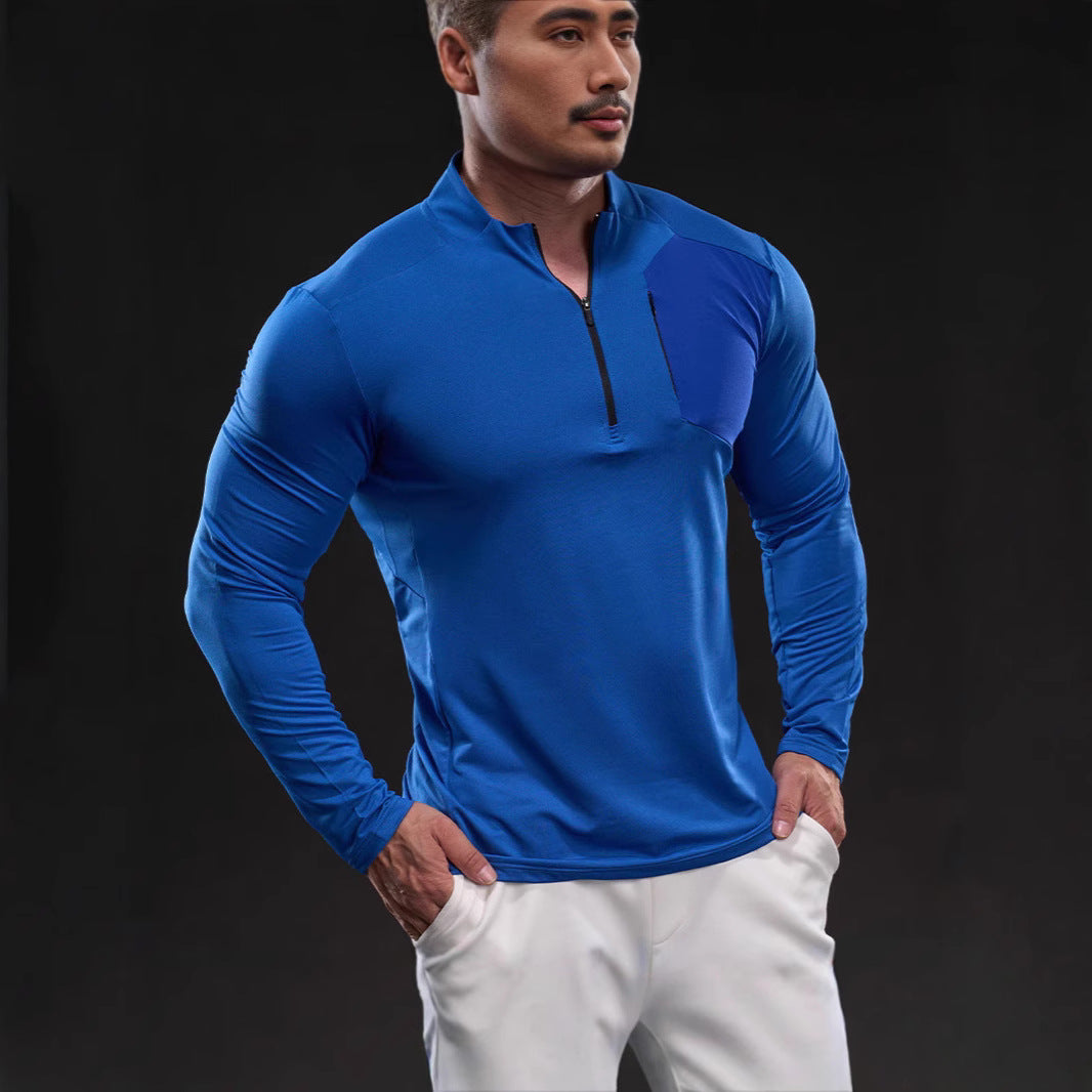 Men Breathable Functional Long Sleeve Shirt with Short Zip and Slim Fit Mune Fashion