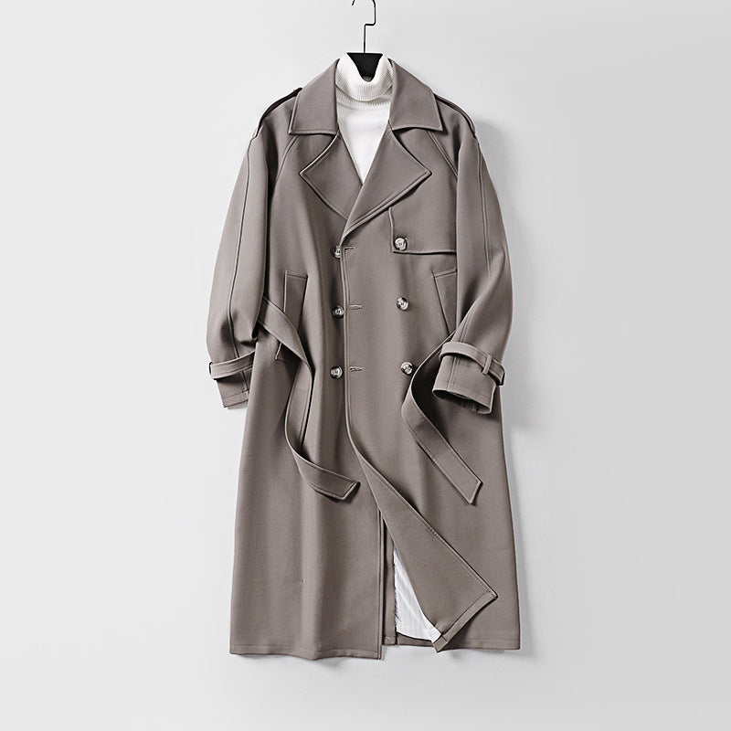 Women Double-Breasted Oversized Trench Coat with Wide Shawl Collar and Belt Mune Fashion