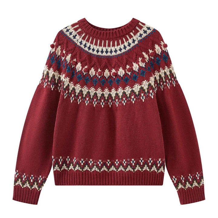 Women's Fair-Isle Knit Sweater with Norwegian Pattern and Oversized Cut Mune Fashion