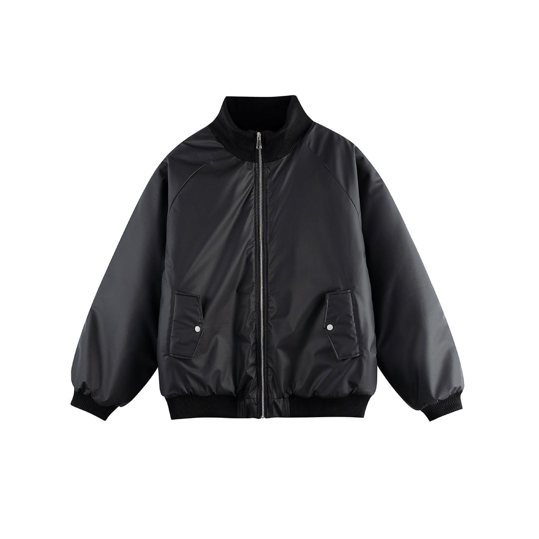 Women's Oversize Bomber Jacket Mune Fashion with Stand-Up Collar, Padded Lining and Flap Pockets