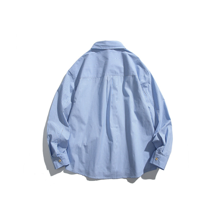 Unisex Oversized Stripe Shirt Jacket with Chest Pocket and Boxy Cut Mune Fashion