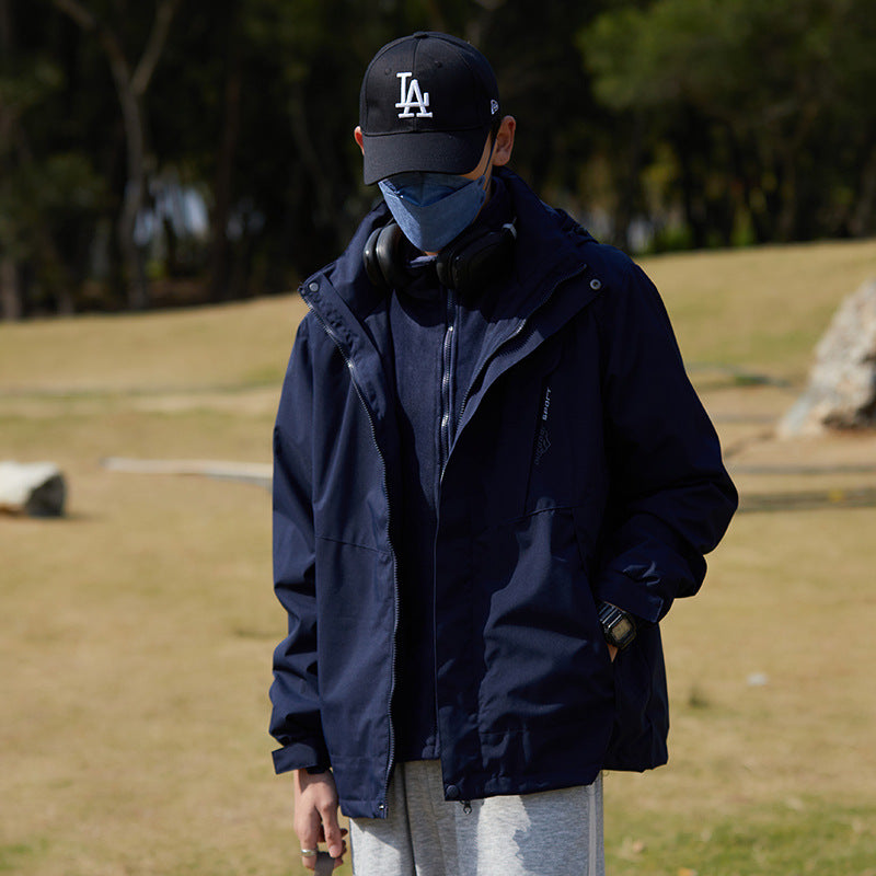 Women two-layer water-repellent outdoor jacket with hood, waist adjustment and contrast piping Mune Fashion