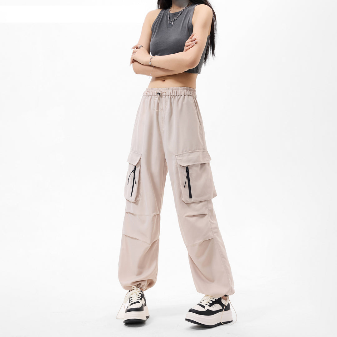 Men's Loose Tech Cargo Pants with Elastic Waistband, Multi-Pocket Cargo Pockets and Drawstring Closure Drune