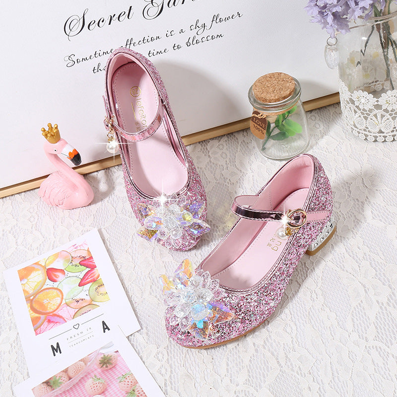 Girls' ballerinas with sparkling crystal flowers and glitter Mune Fashion