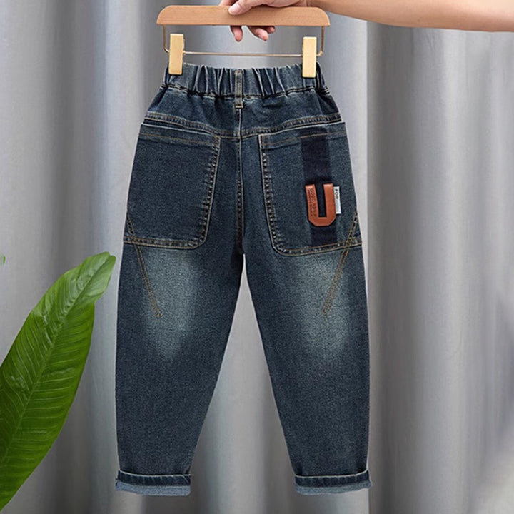Unisex fashionable denim pants with elastic waistband and large pockets Mune Fashion