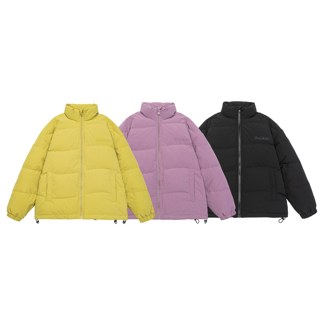 Women's Boxy Quilted Puffer Jacket with High Stand Collar, Drawstring and Elastic Cuffs Mune Fashion