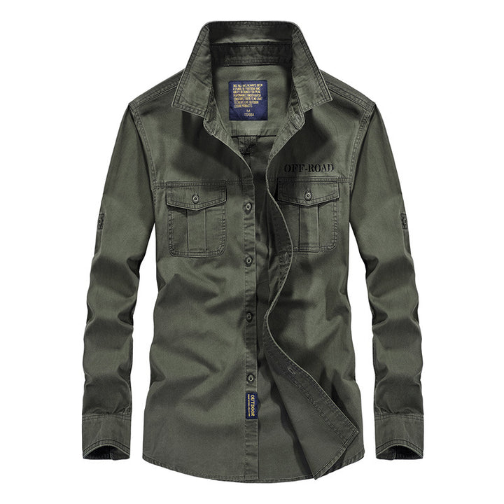 Men's Robust Canvas Utility Shirt with Chest Pockets and Kent Collar Mune Fashion