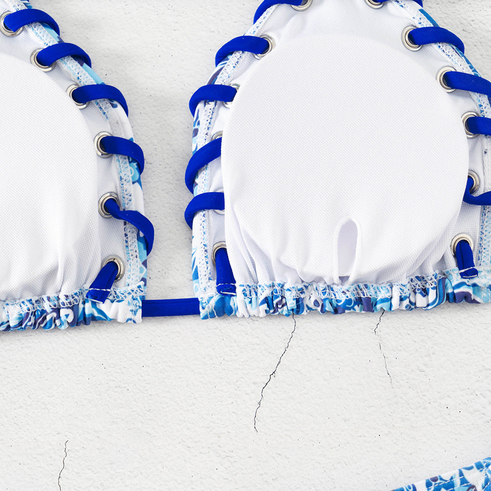 Women's Triangle Bikini with Playful Lace-Up Design Mune Fashion