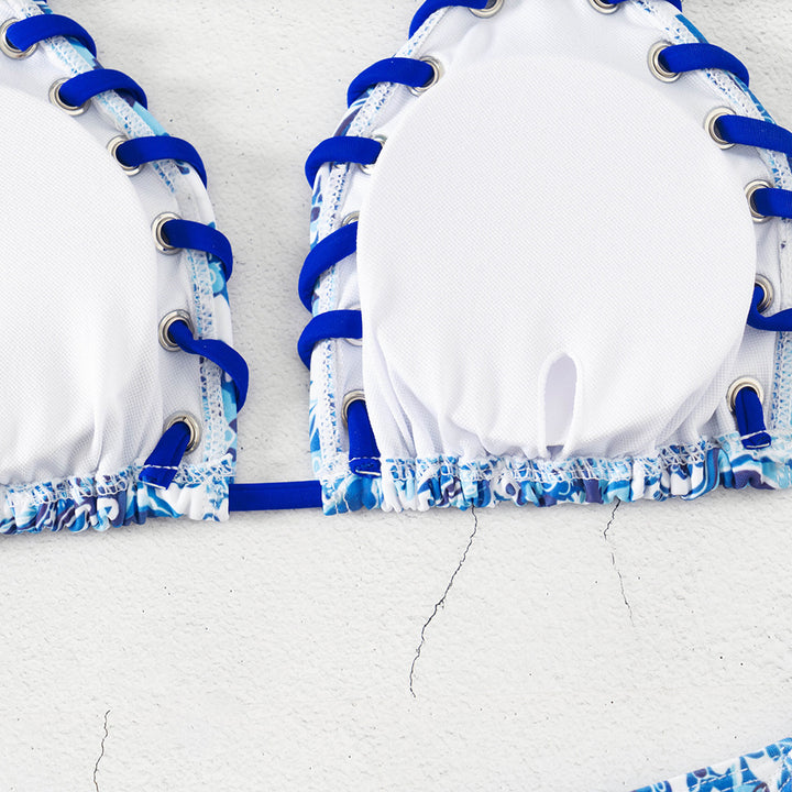 Women's Triangle Bikini with Playful Lace-Up Design Mune Fashion