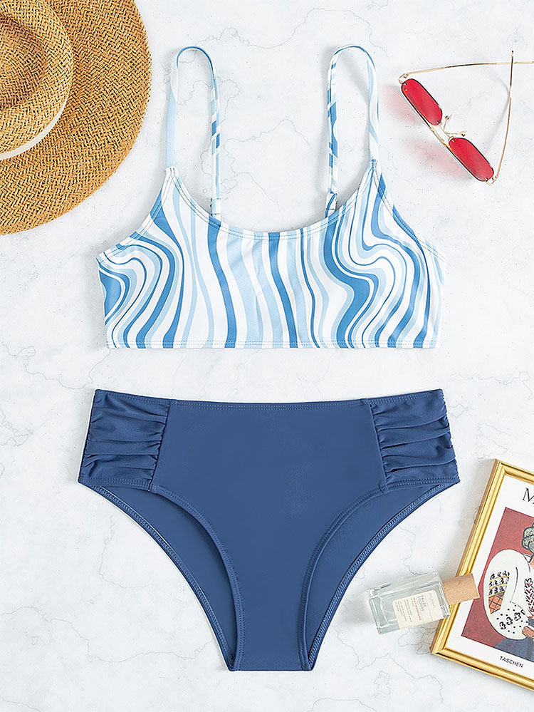 Women's high-cut bikini with stylish striped pattern Mune Fashion
