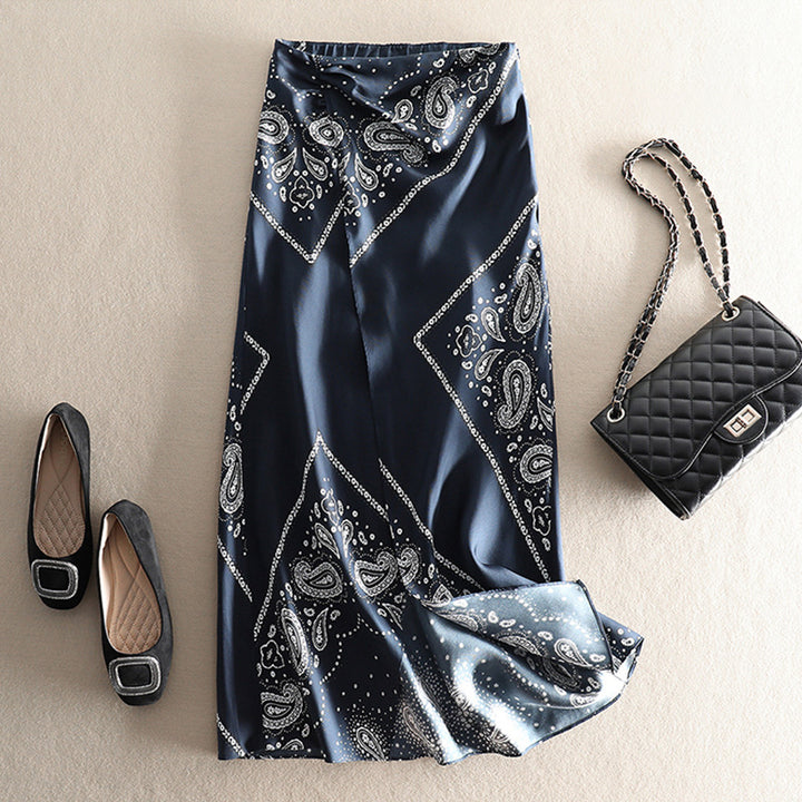 Ladies Elegant Long Skirt with Paisley Pattern Mune Fashion