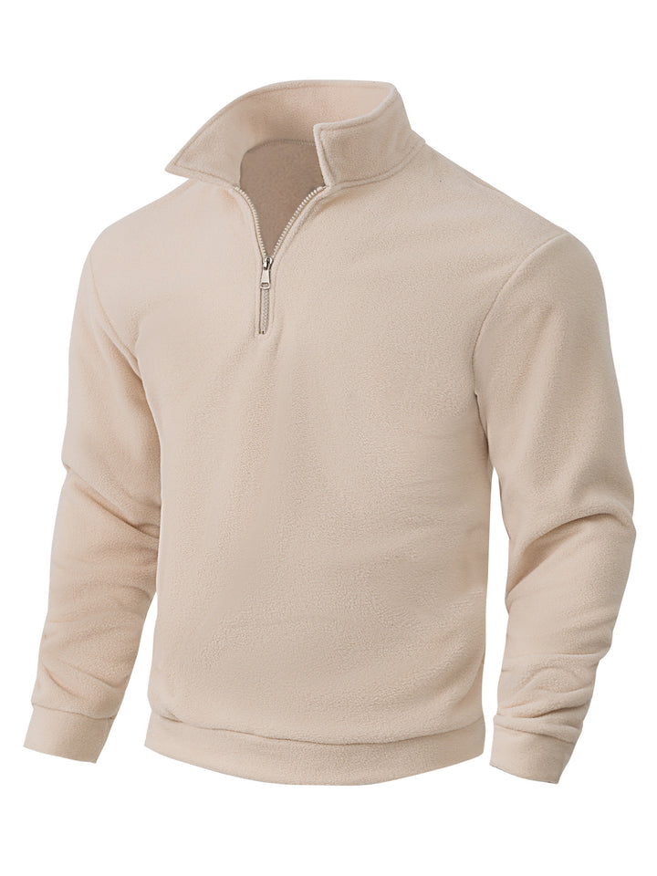 Men's Nano Fleece Half-Zip Pullover with Stand-Up Collar, Soft Teddy Fleece and Elastic Cuffs Mune Fashion