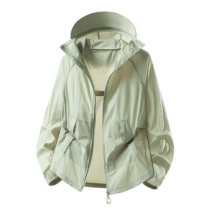 Women's Lightweight Windproof Hooded Transition Jacket with Adjustable Hood, Two-Way Zipper & Practical Flap Pockets Mune Fashion