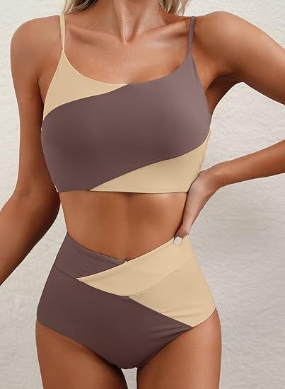 Ladies high-waisted bikini top with asymmetric design Mune Fashion