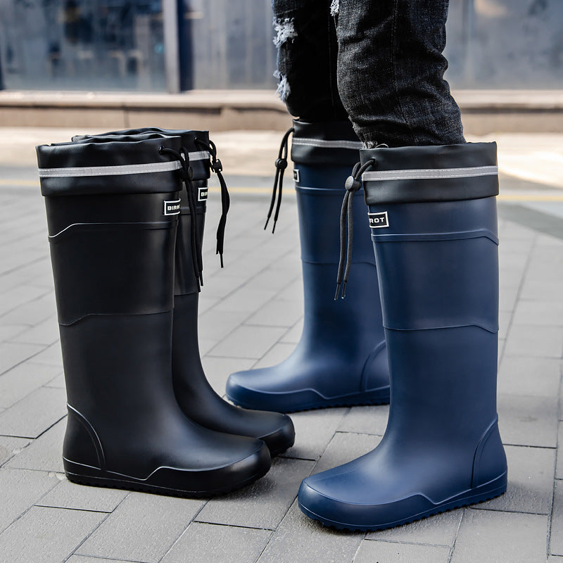 Men's waterproof knee-high rubber boots with adjustable shaft closure and slip-resistant profile sole Mune Fashion