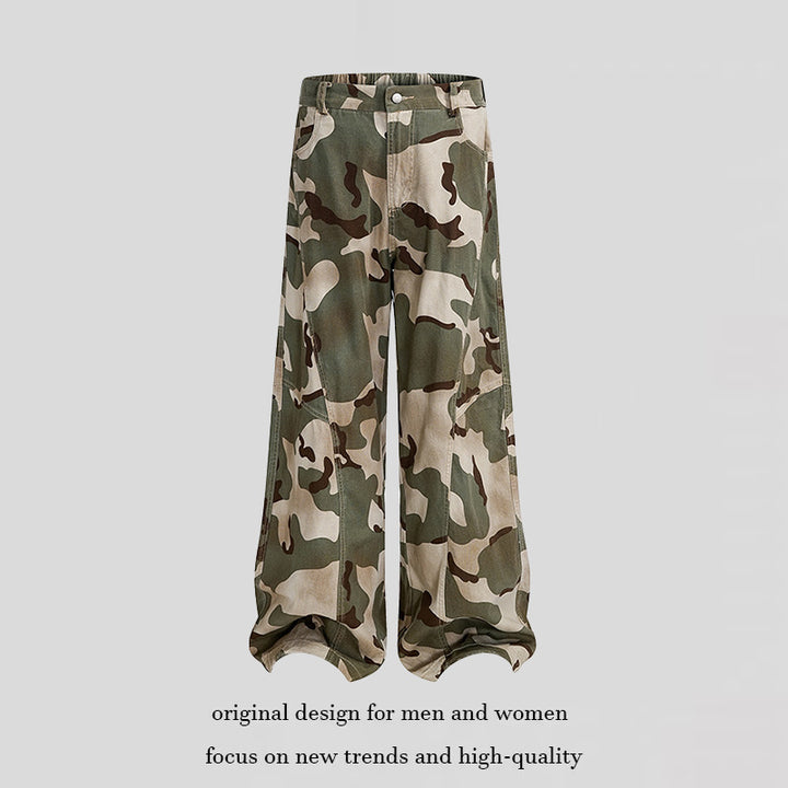 Women's wide cargo culotte pants in loose fit with knee patch and elastic waistband Mune Fashion