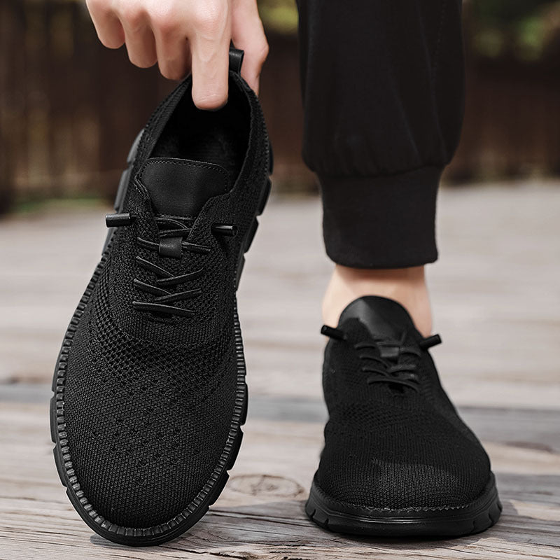 Men's knitted business casual lace-up with wingtip detailing and flexible EVA sole Mune Fashion