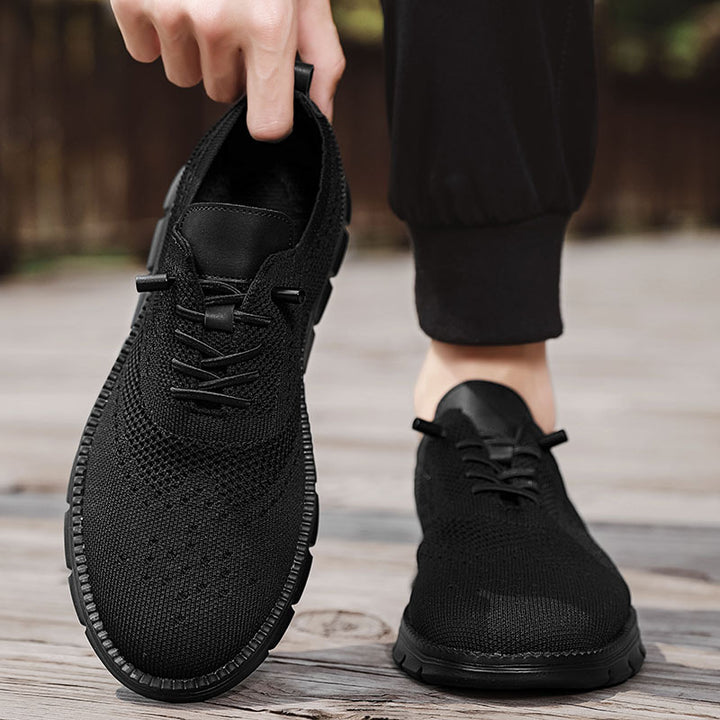 Men's knitted business casual lace-up with wingtip detailing and flexible EVA sole Mune Fashion