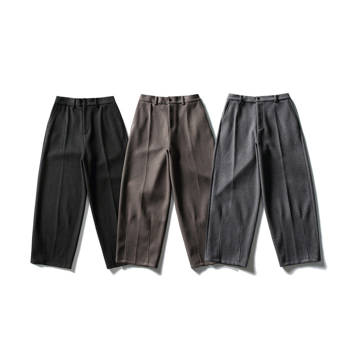 Women's Wide Cropped Trousers with Crease and High Waist Mune Fashion