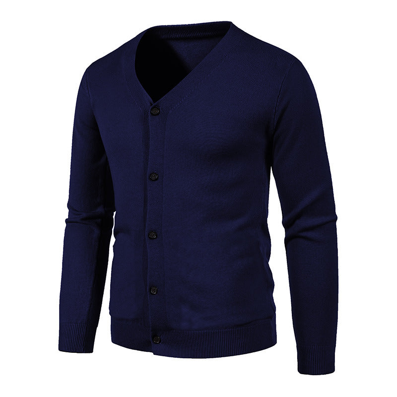 Men's fine knit cardigan with V-neck, slim fit and button placket Mune Fashion