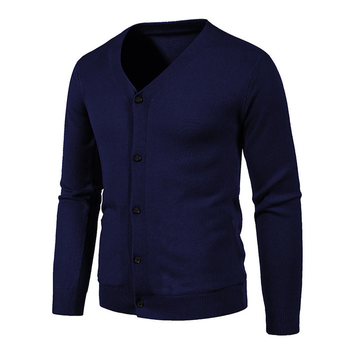 Men's fine knit cardigan with V-neck, slim fit and button placket Mune Fashion