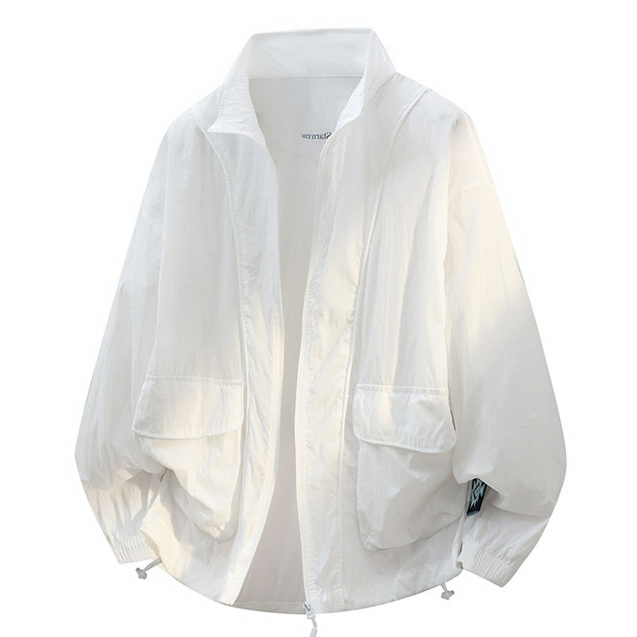 Unisex Oversize Light Windbreaker with Drawstring, Flap Pockets & Elastic Cuffs Mune Fashion
