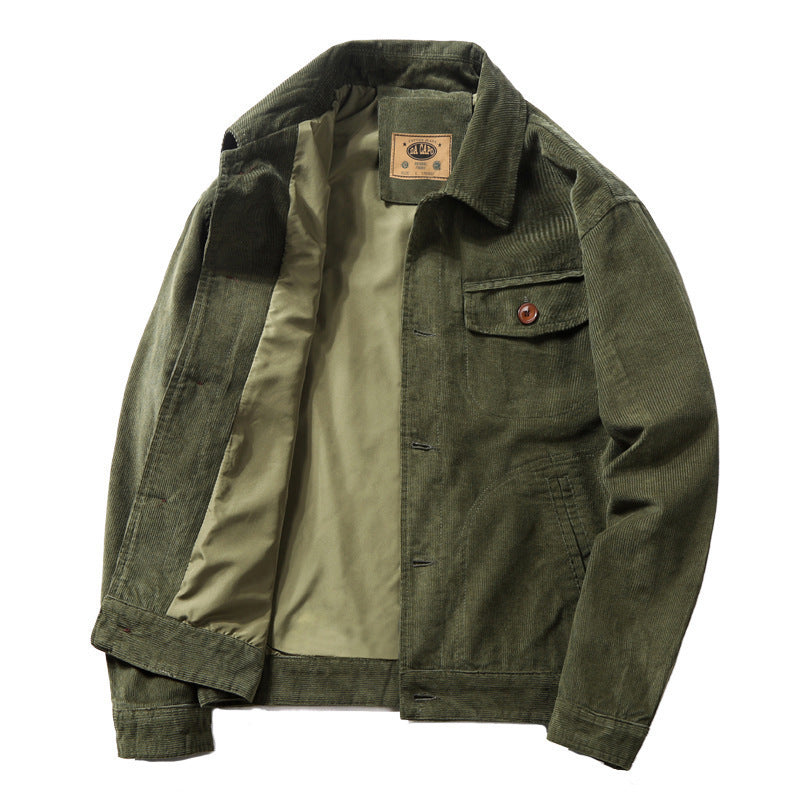 Men's Cord Truck Jacket with lightweight lining, shirt collar and patch chest flap Mune Fashion