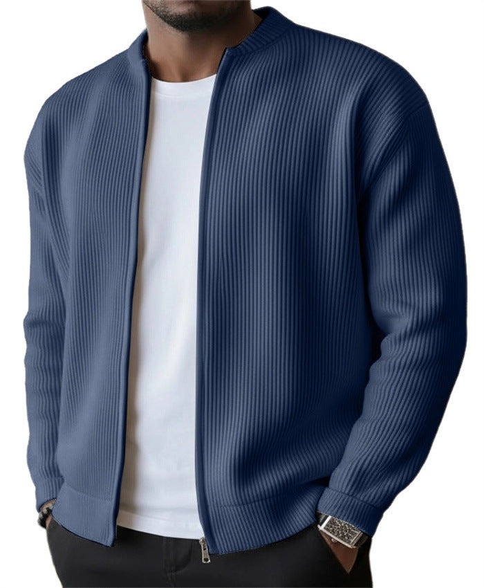 Men's Ribbed Bomber Cardigan with Full Zip EB