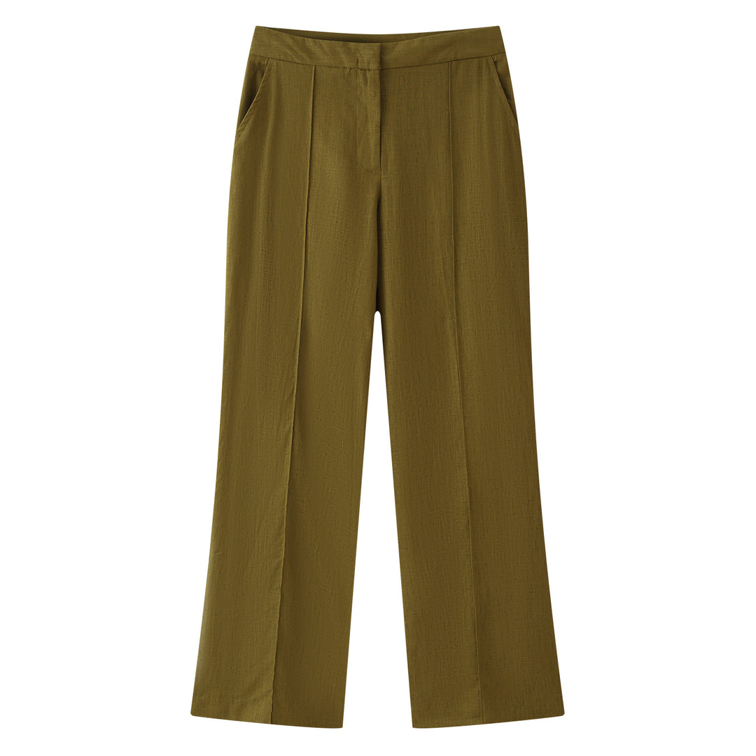 Women High-waisted wide fabric trousers with pleats and side pockets Mune Fashion