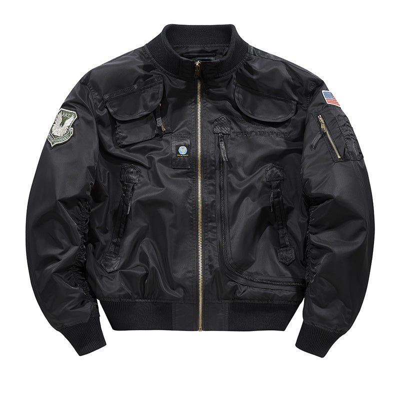 Men's Pilot Bomber Jacket with Vintage Utility Pockets and Classic Aviator Cut Mune Fashion