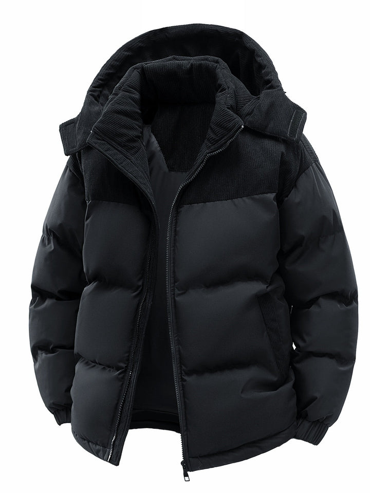 Men's quilted jacket with corduroy trim, high collar & thermal lining Mune Fashion