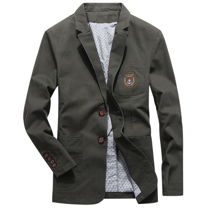 Men's cotton canvas blazer in casual look with chest patch Mune Fashion